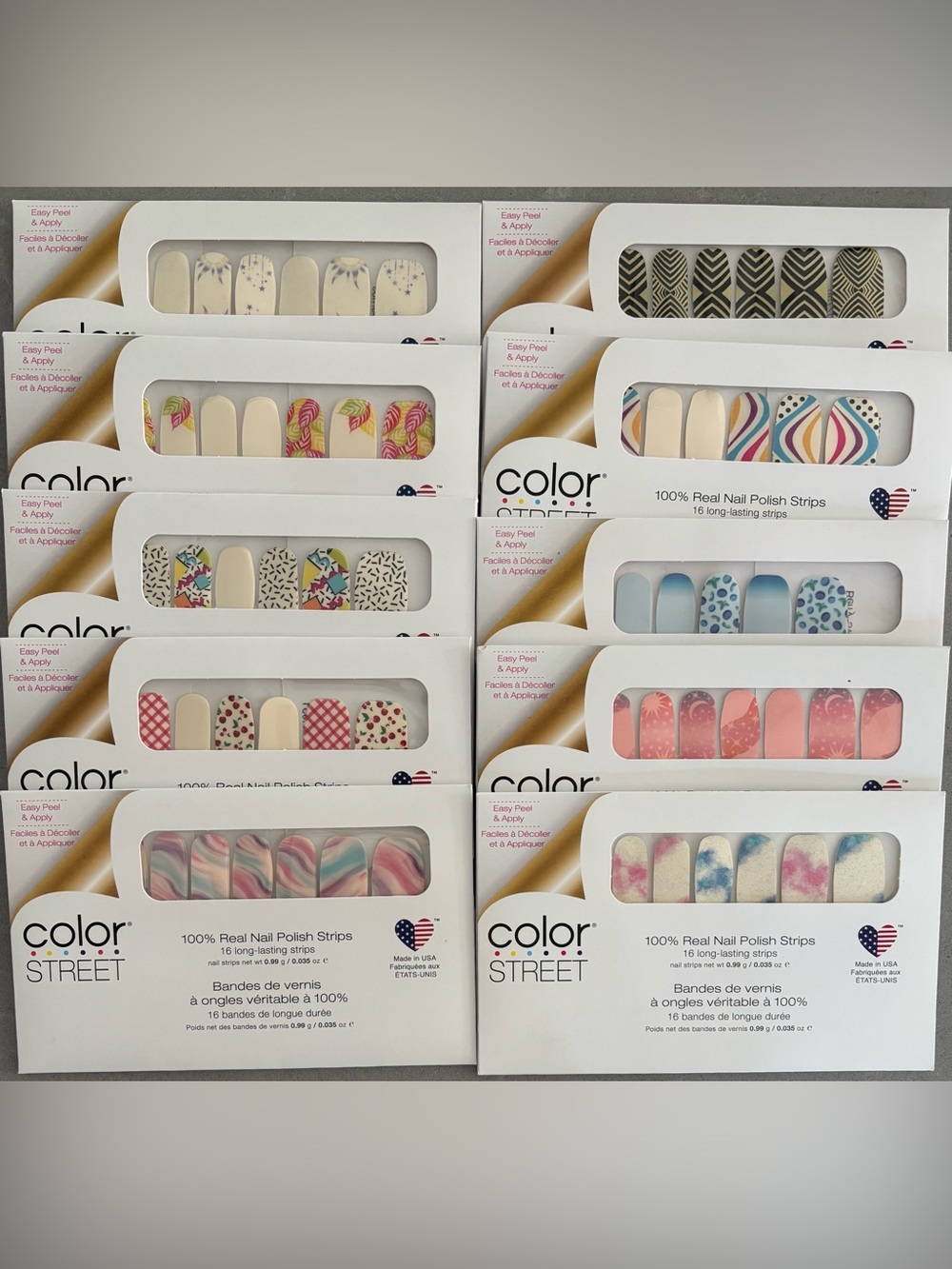 mixed lot of 10 Color Street Nail polish strips packages - printed designs